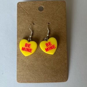 2/$15- Valentine’s Day Yellow Heart 'Be Mine' Earrings Handmade